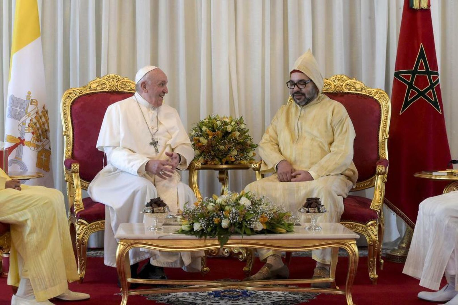 EL papa Francisco y el rey Mohamed VI en Rabat