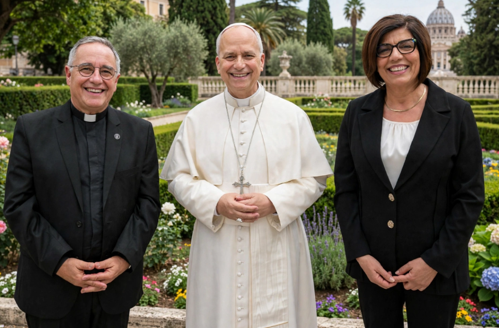 Il Papa con Margaret Karram, presidente del Movimento dei Focolari e don Roberto Eulogio Almada, nuovo copresidente,