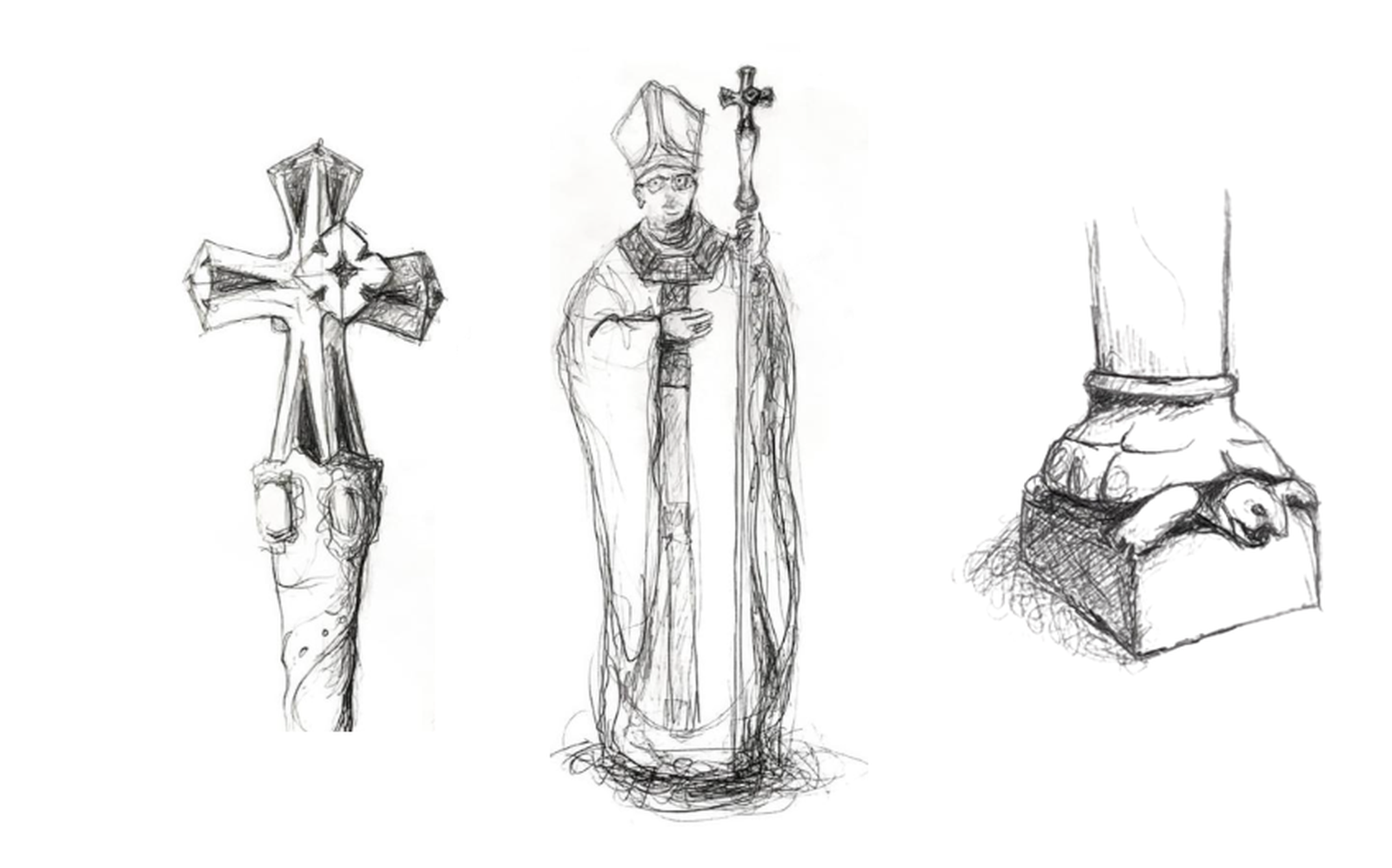 Dibujos de la pieza, hechos por su autor.