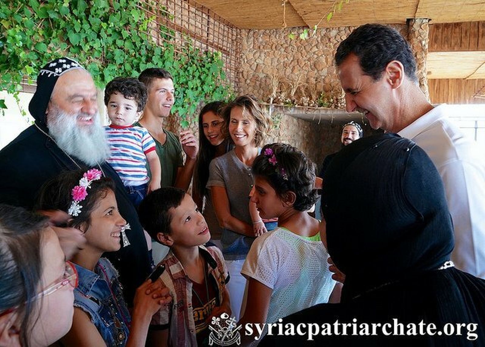 Bashar Assad, con cristianos sirios ortodoxos