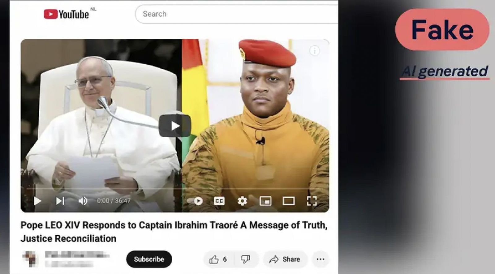 Pantallazo del vídeo fake