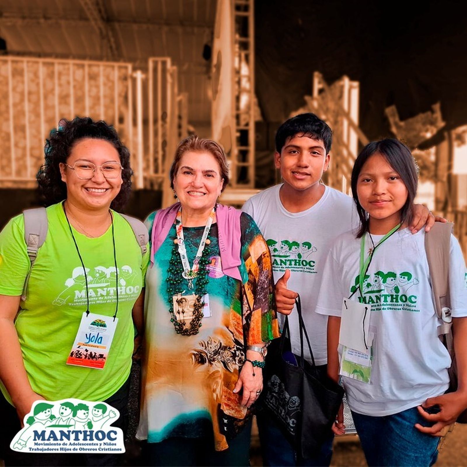 Niñas Manthoc y ministra Lopes en COP30 Belem