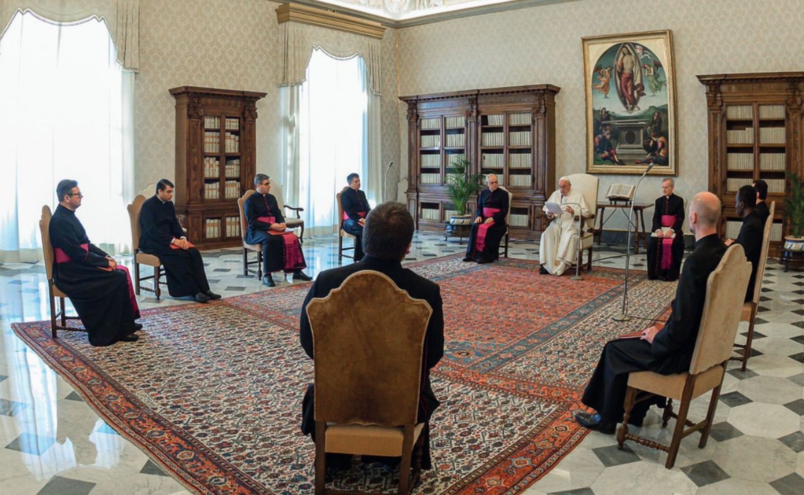 Audiencia del Papa en la biblioteca vaticana