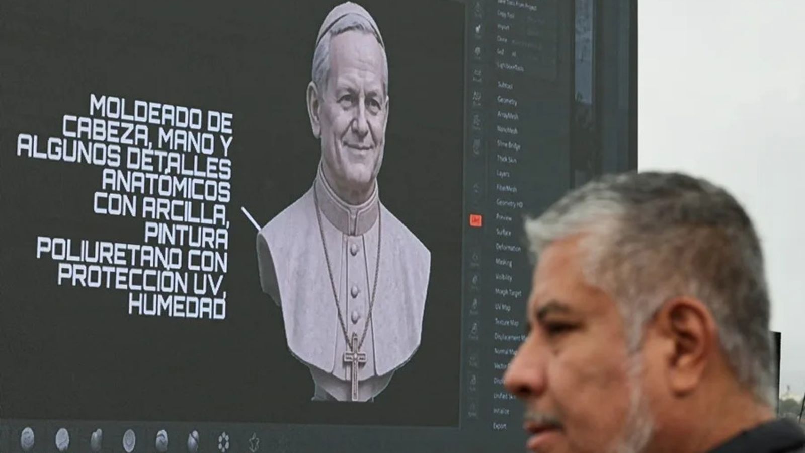 Materiales de la estatua del Papa