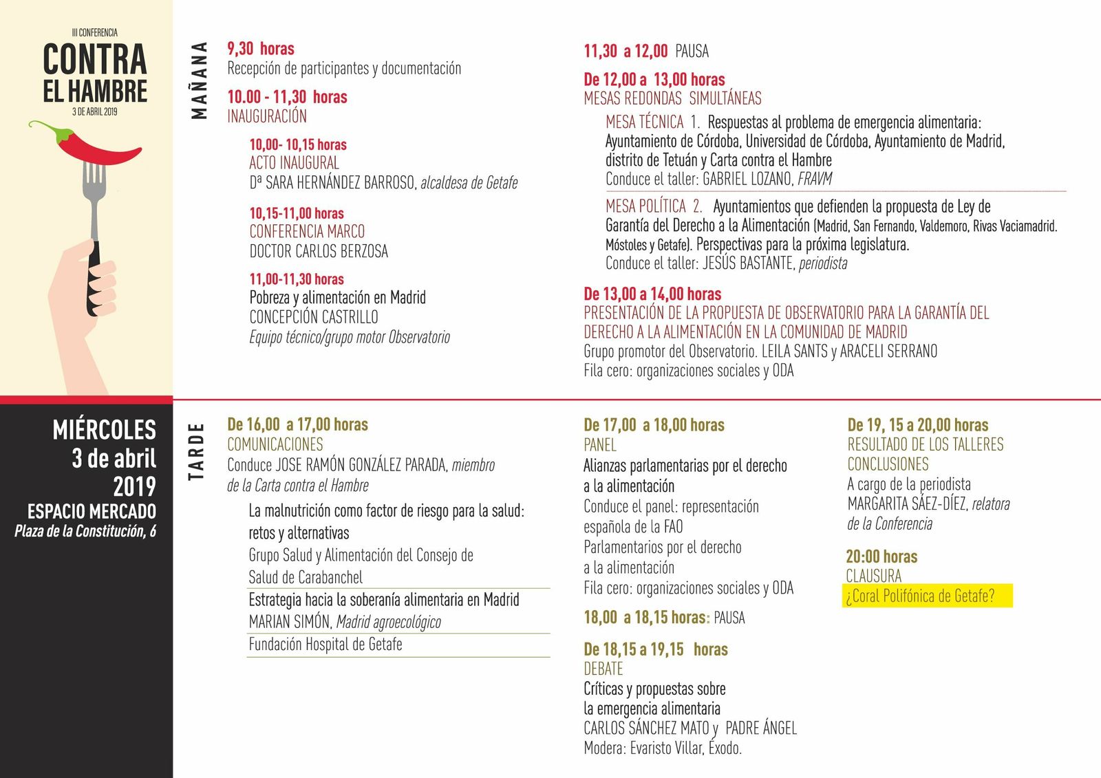 Programa de la Conferencia Contra el Hambre