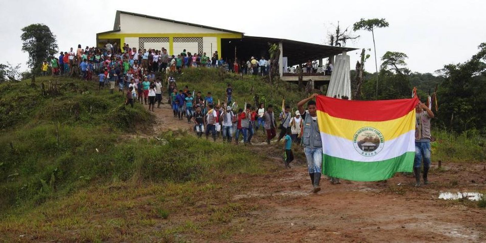 Imagen de archivo de una protesta de miembros de la comunidad awá