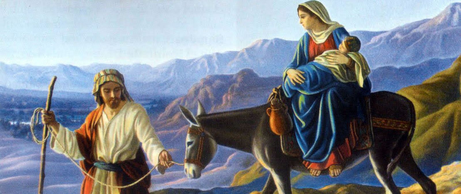 Jesús, María y José en Egipto, huyendo de Herodes.