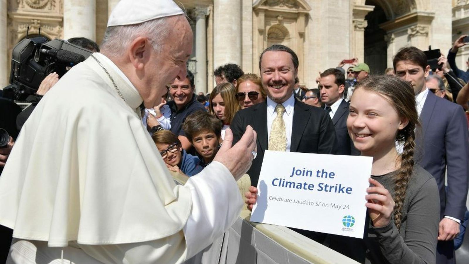 El Papa Francisco, hoy, con la joven activista Greta Thunberg
