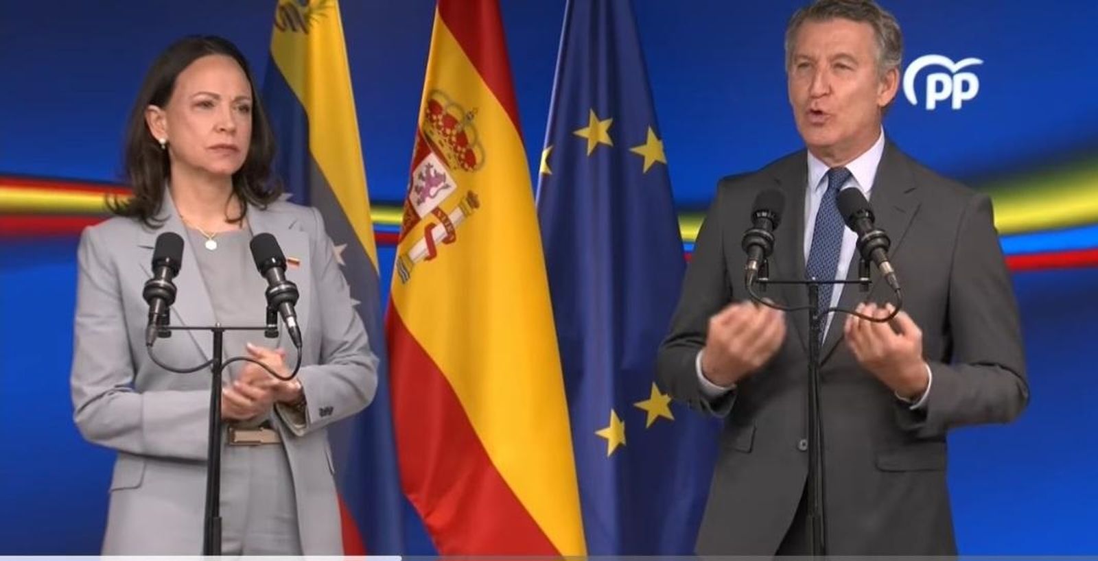 Corina Machado y Alberto Nuñez Feijóo