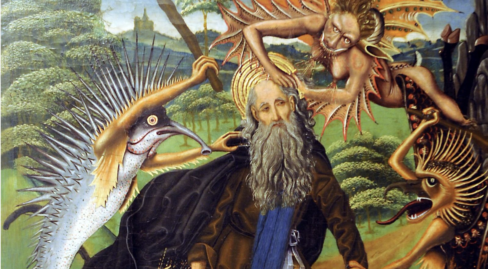 Detalle de la obra 'San Antonio Abad camino al cielo'