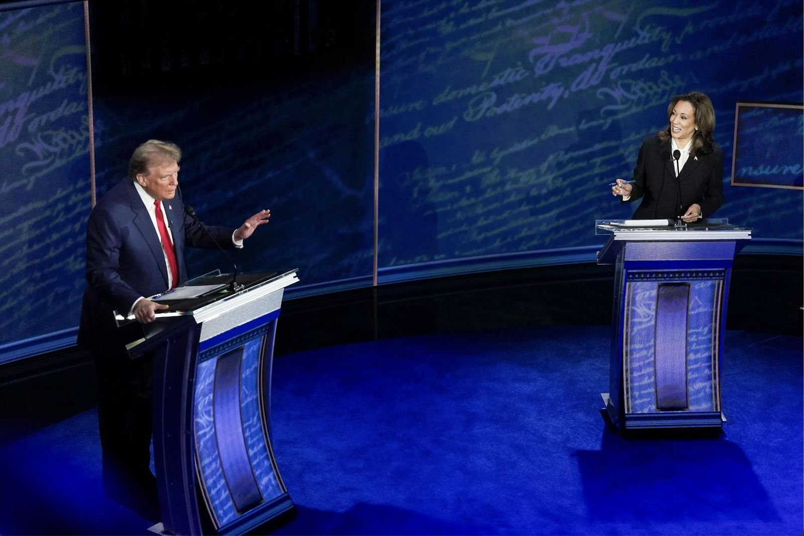 Una momento del debate entre Kamala Harris y Donald Trump