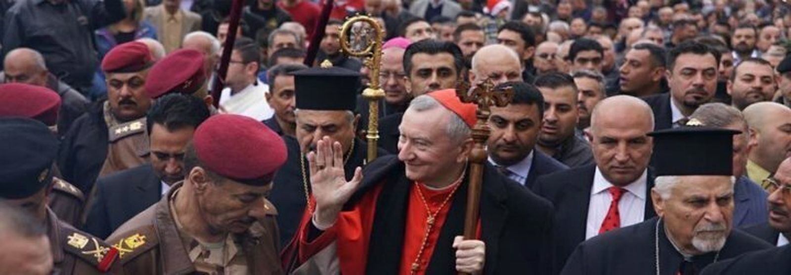El cardenal Pietro Parolin, en Qaraqosh, Irak