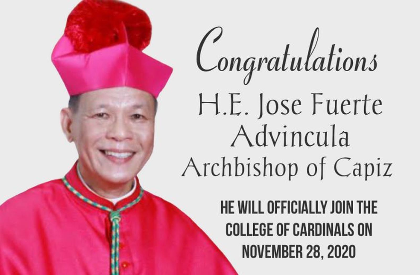 José Fuerte Advíncula, neocardenal