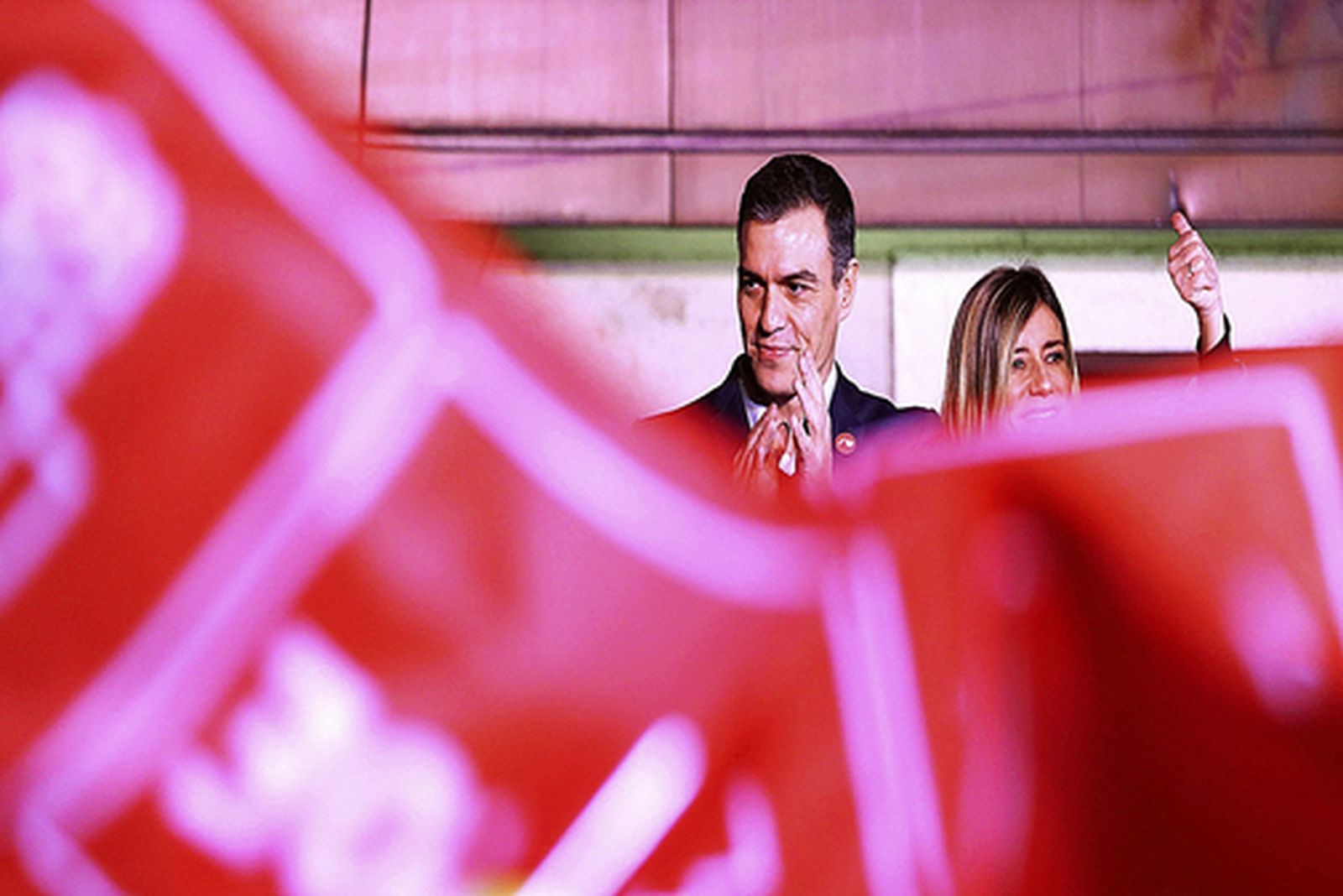 Pedro Sánchez, en la noche electoral