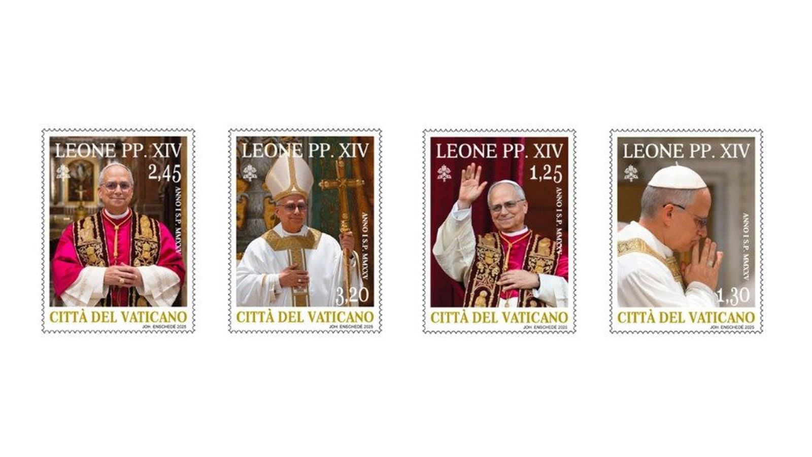Primera serie de sellos del Papa León XIV