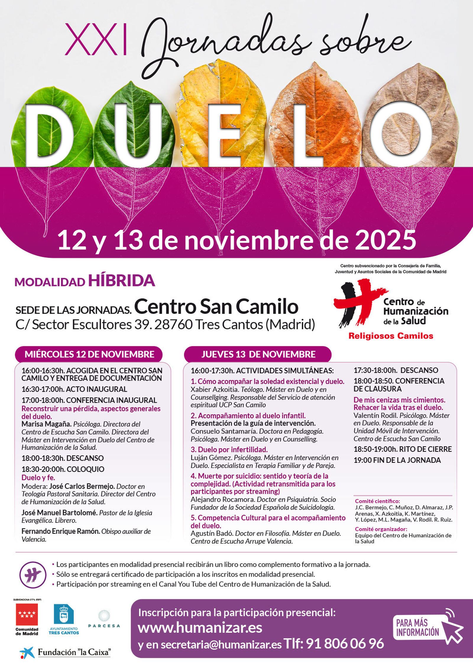 Ven a las XXI Jornadas sobre Duelo del Centro San Camilo, gratuitas