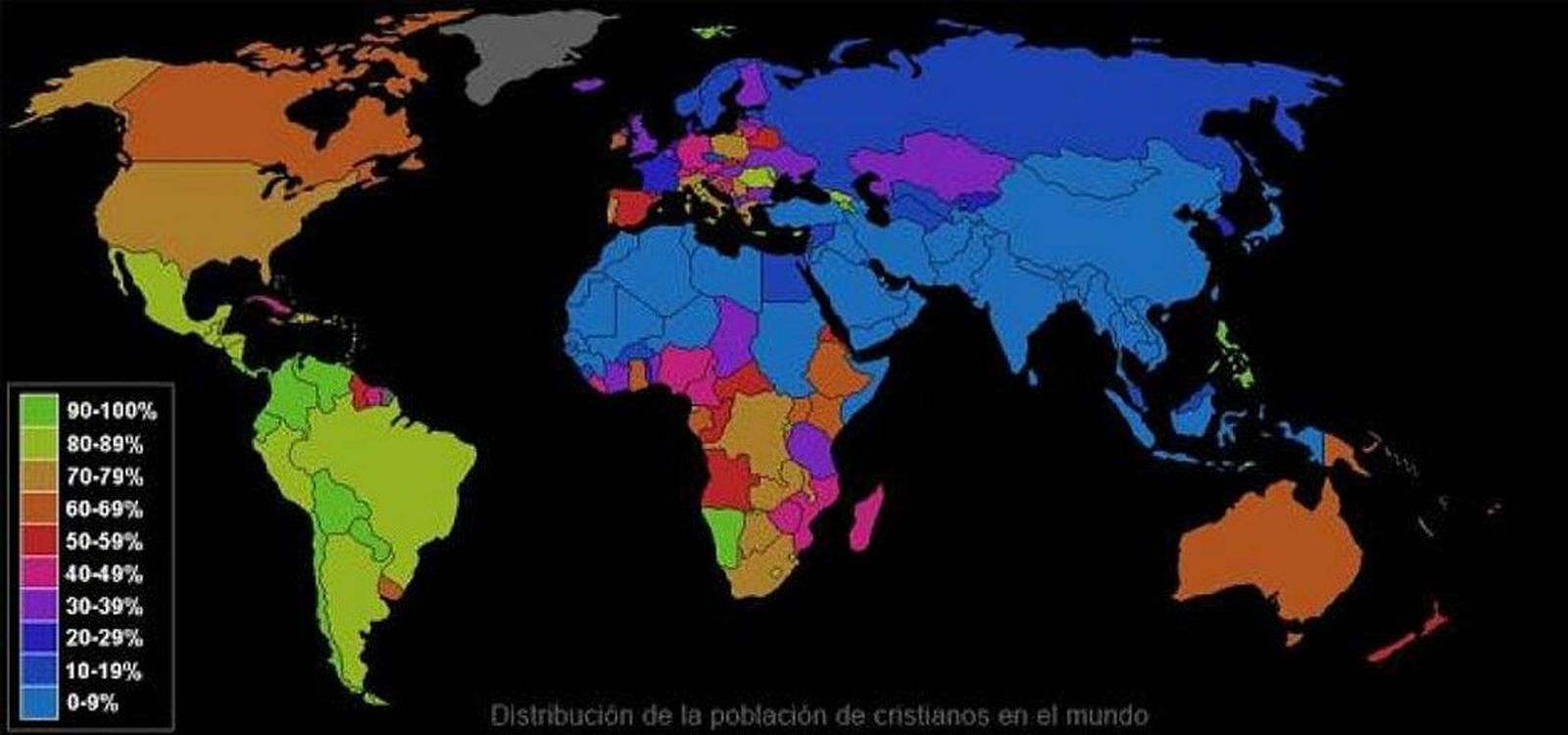 Porcentajes del cristianismo en el mundo