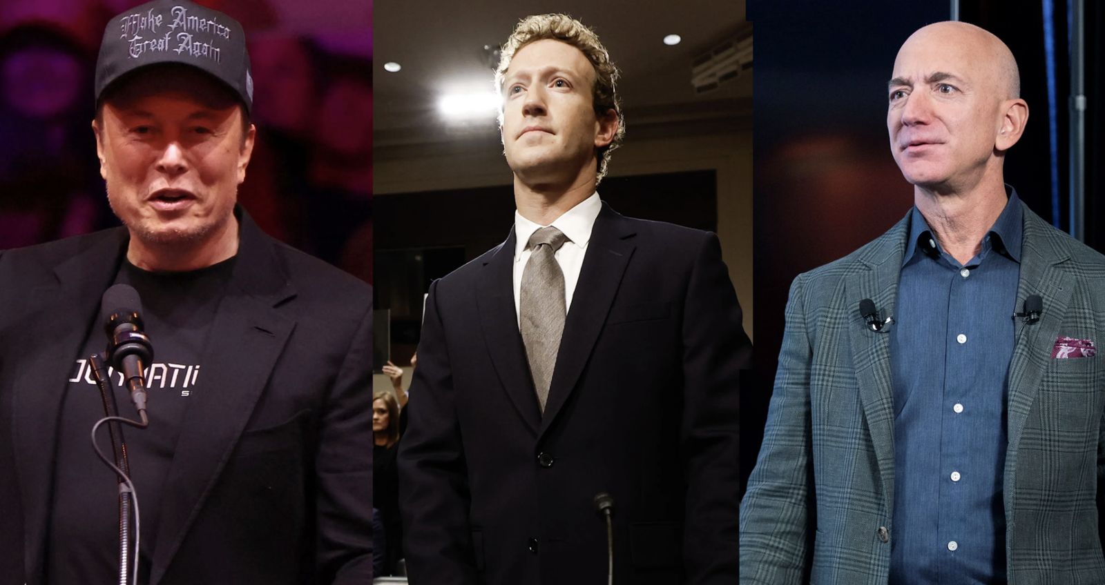 Musk, Zuckerberg y Bezos, los 'amos' de Tesla, Meta y Amazon