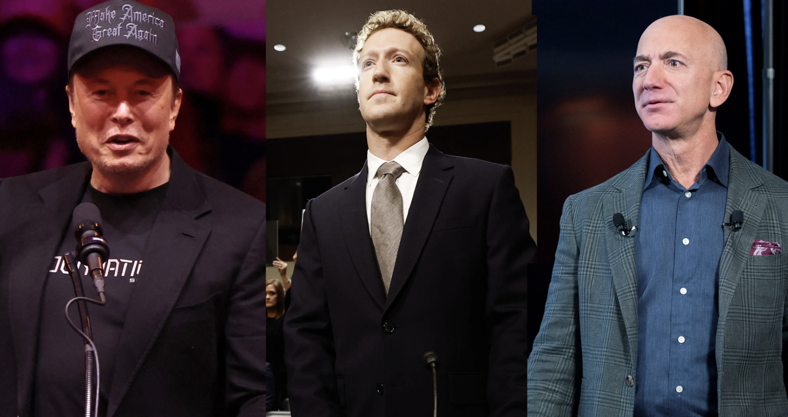 Musk, Zuckerberg y Bezos, los 'amos' de Tesla, Meta y Amazon