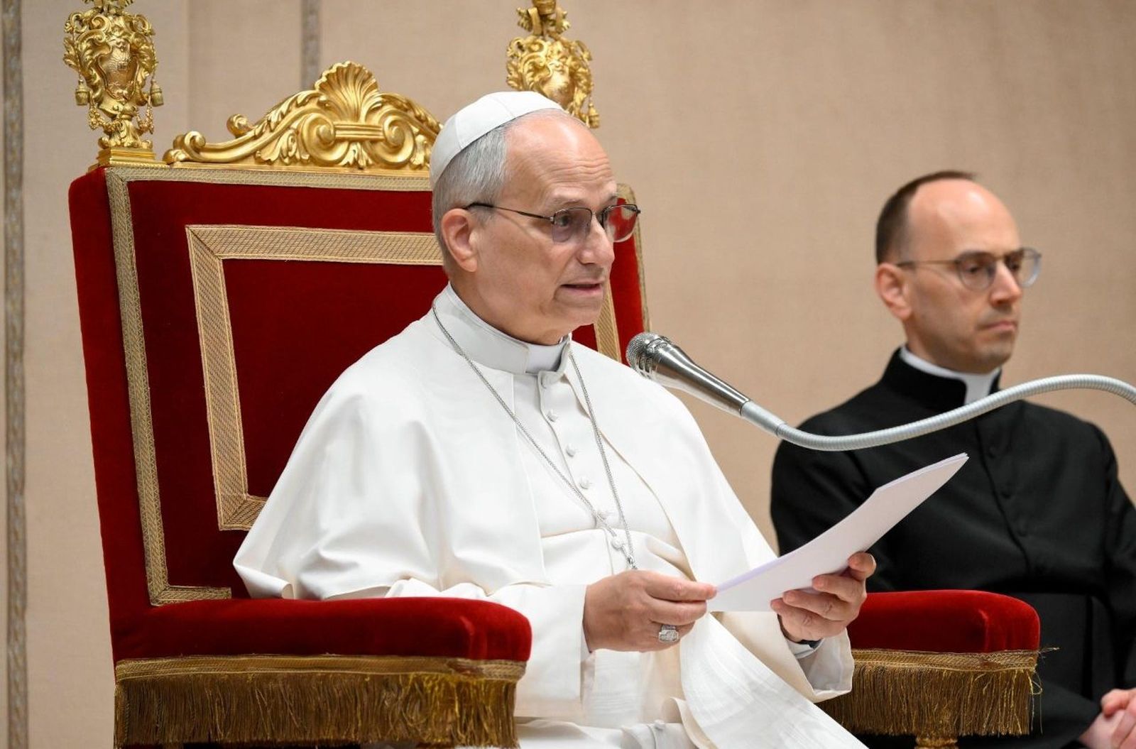 El Papa, durante la lectura del discurso