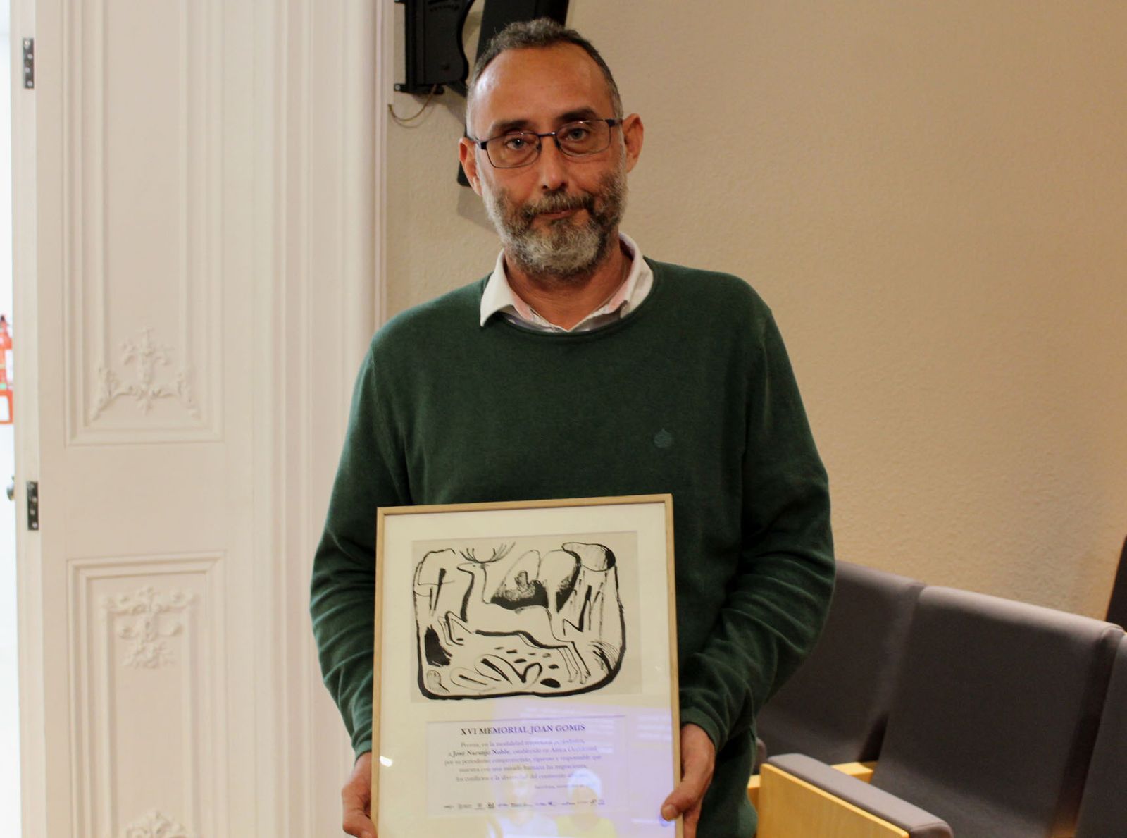 José Naranjo Noble, tras recibir el premio Memorial Joan Gomis.