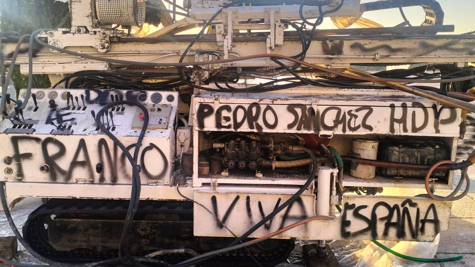 La máquina vandalizada