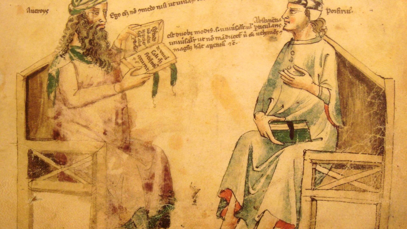 'Debate imaginario entre Averroes y Porfirio', en una obra del siglo XIV