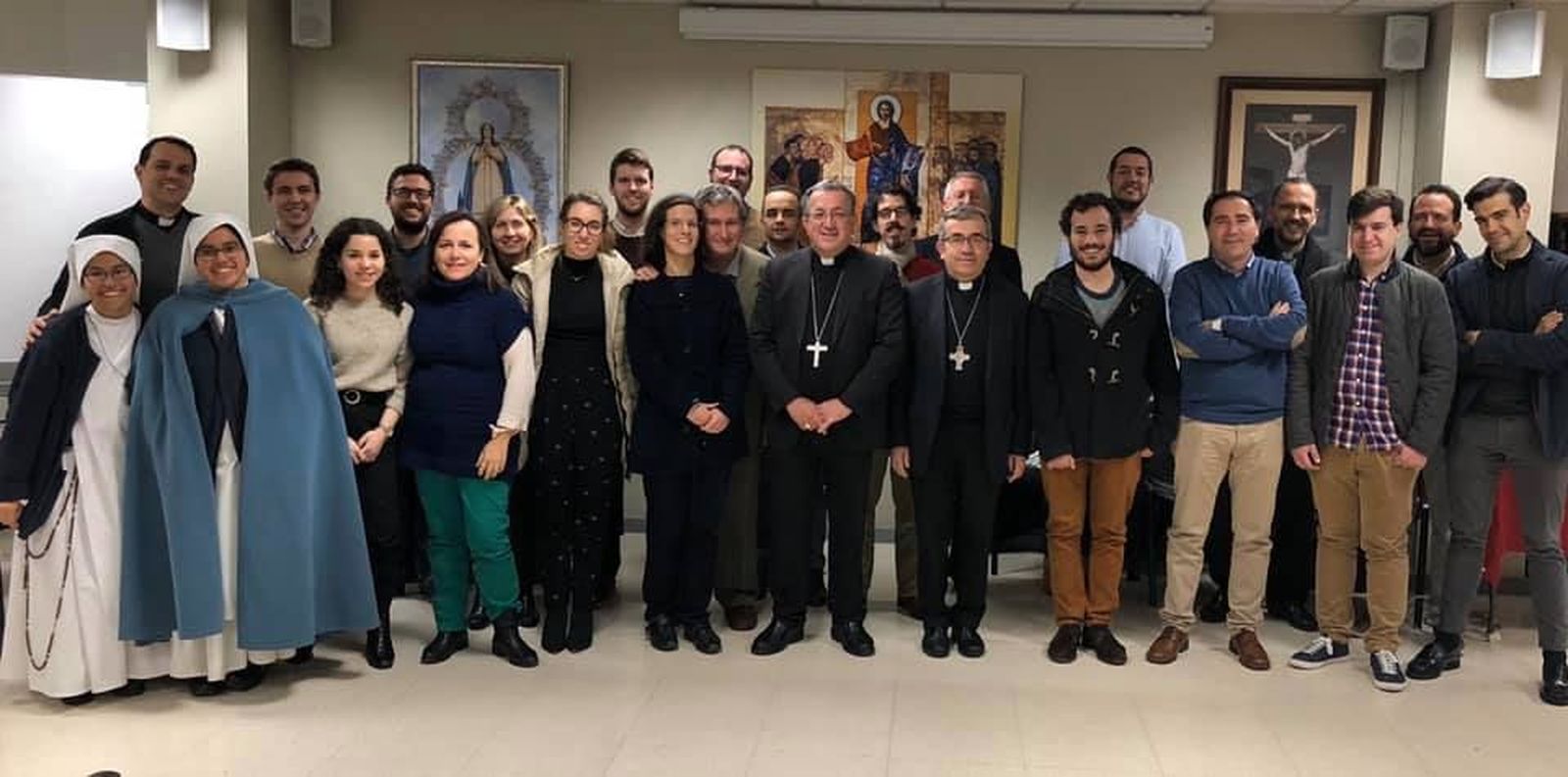 El obispo de Getafe y Mons. Argüello en el encuentro con comunicadores de la diócesis de Getafe