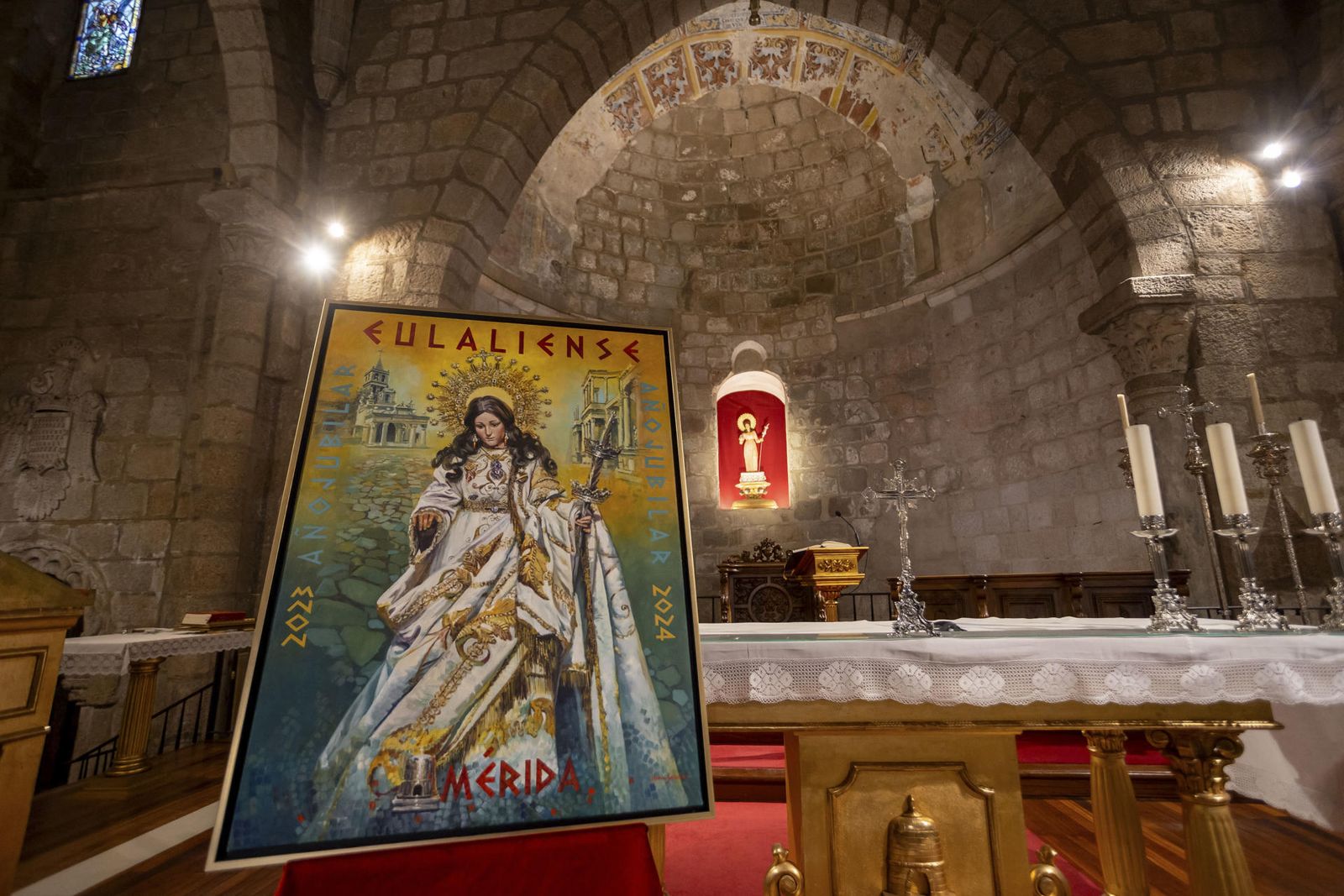 El cartel del Año Jubilar en la basílica de Santa Eulalia