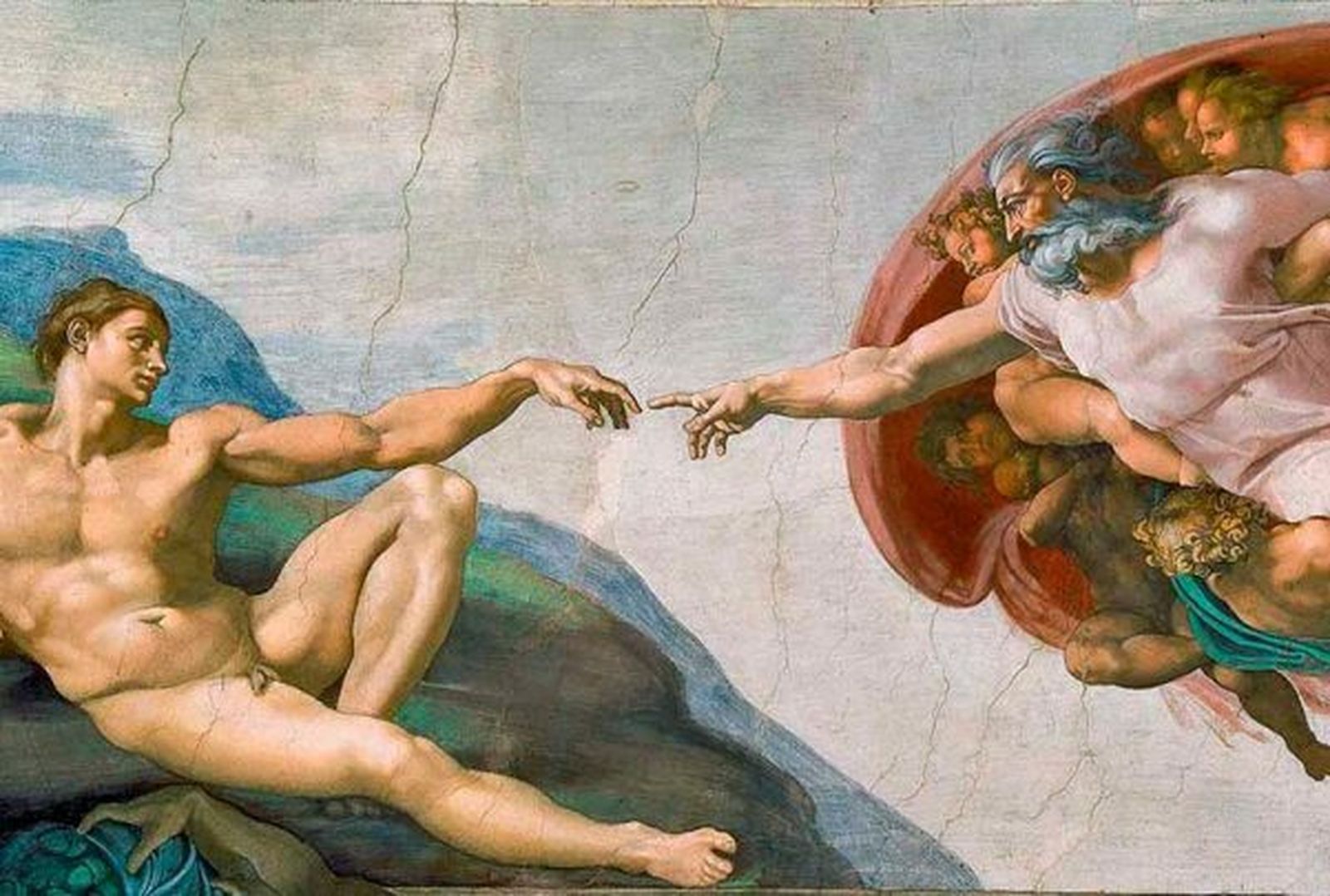 Adan y Dios en la Capilla Sixtina del Vaticano.