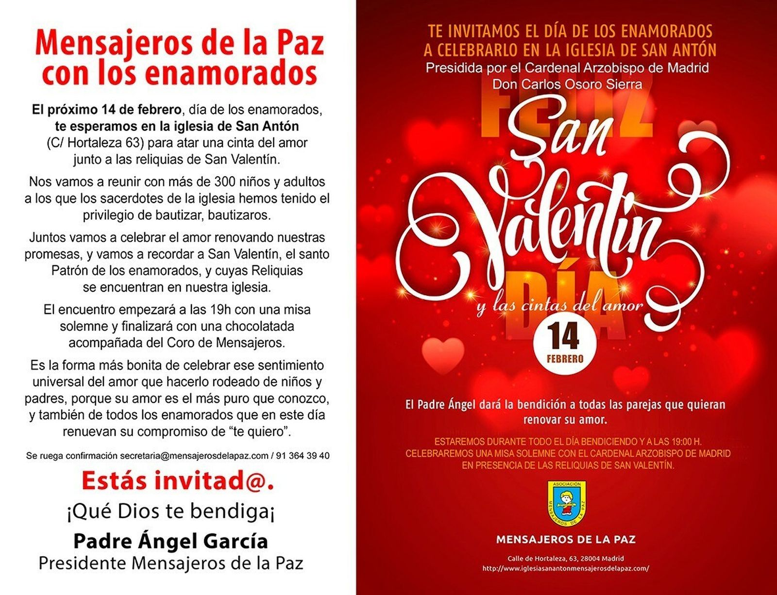 Mensajeros de la Paz, con san Valentín