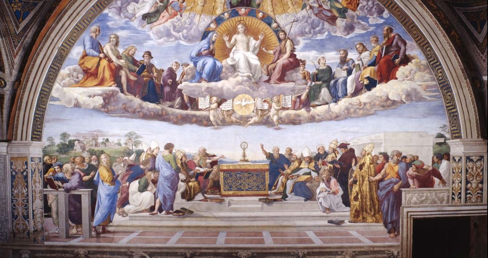 Detalle de 'La disputa del Sacramento', en el Vaticano