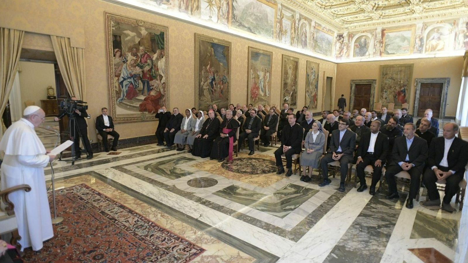 El Papa, hoy, durante su discurso