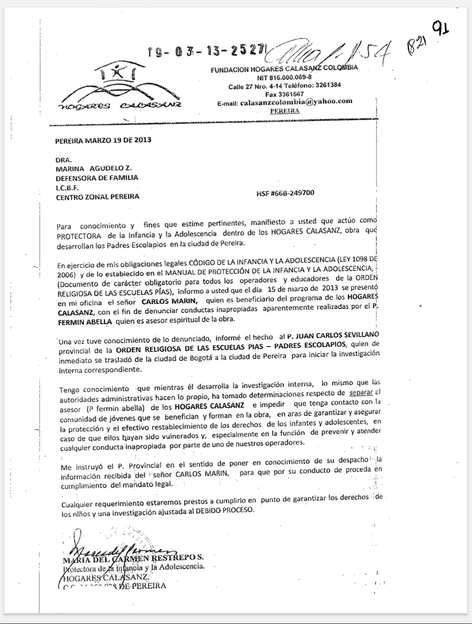 Carta de Restrepo