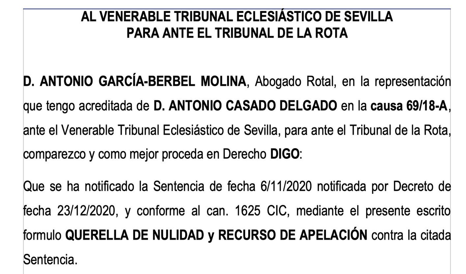 Querella de Antonio Casado