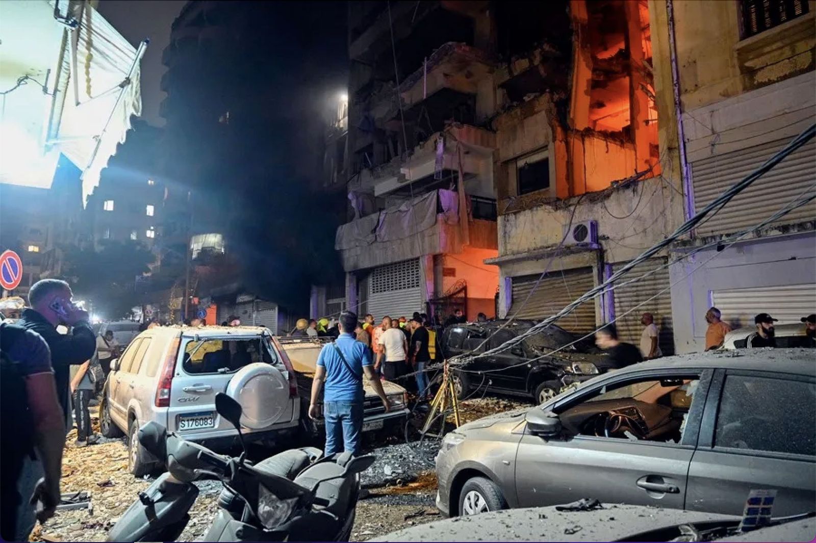 Bombardeo israelí en un barrio de Beirut, en el Líbano