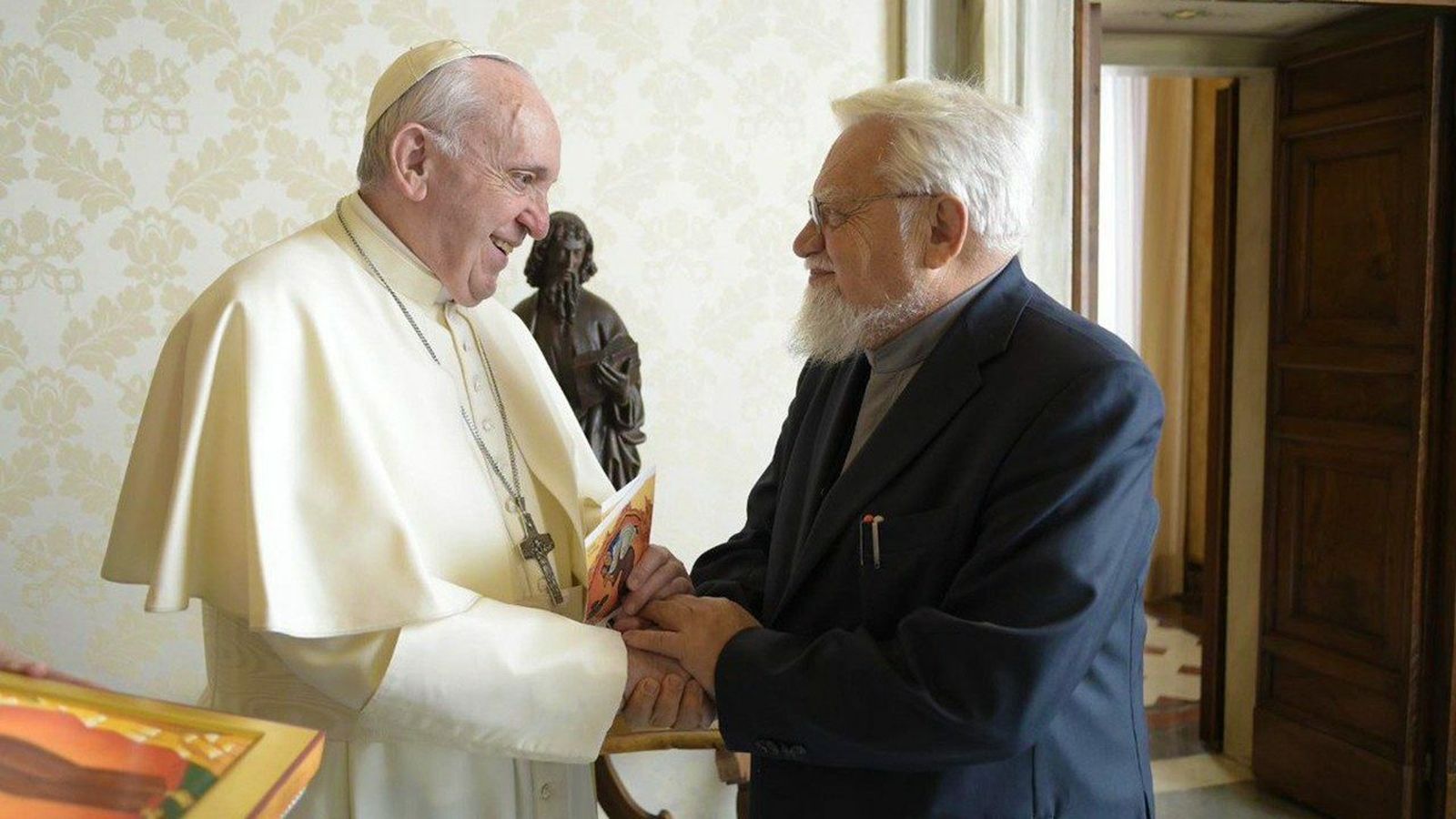 Francisco y Enzo Bianchi, fundador de la comunidad de Bose