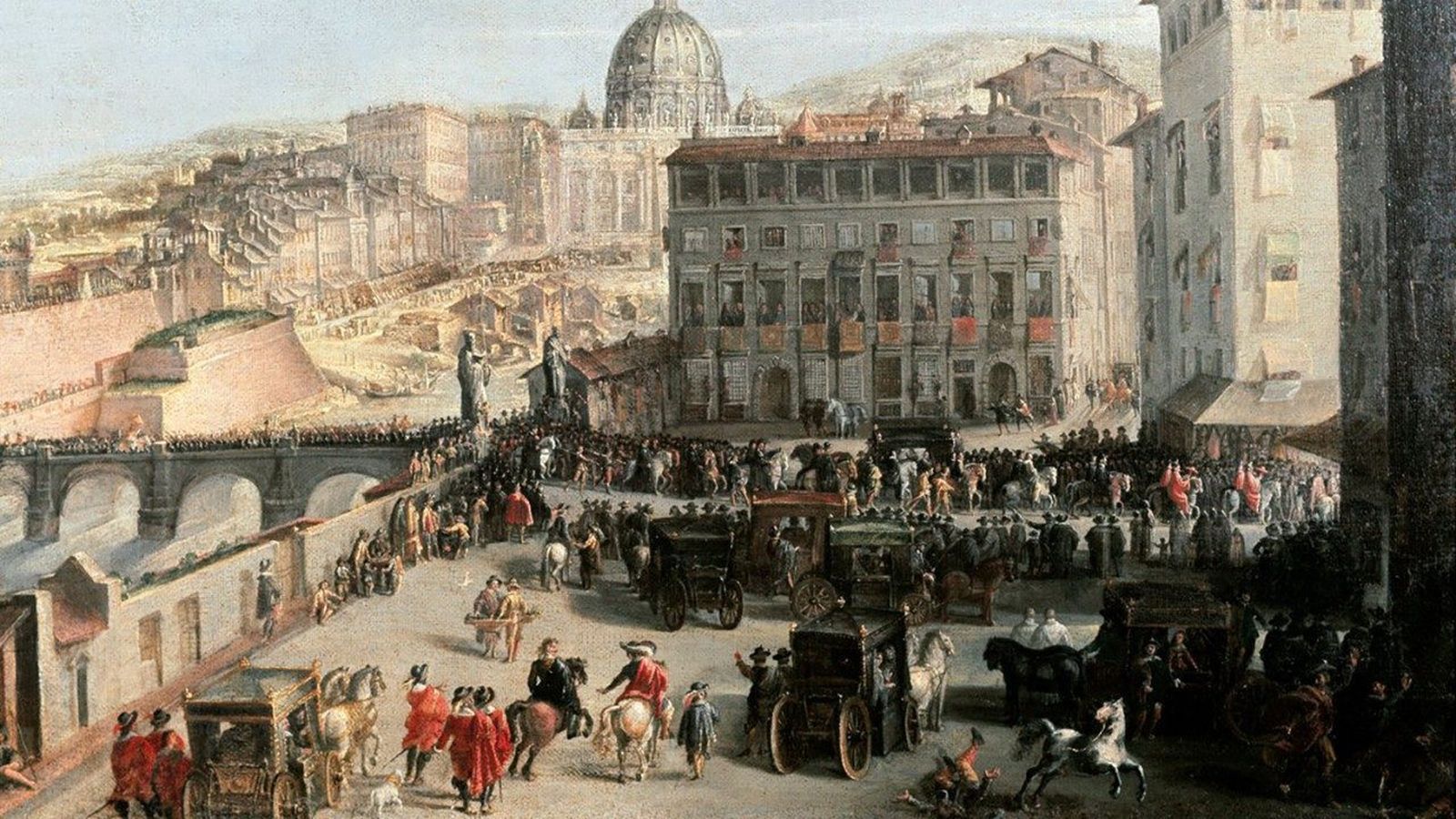 Representación de una cabalgata papal