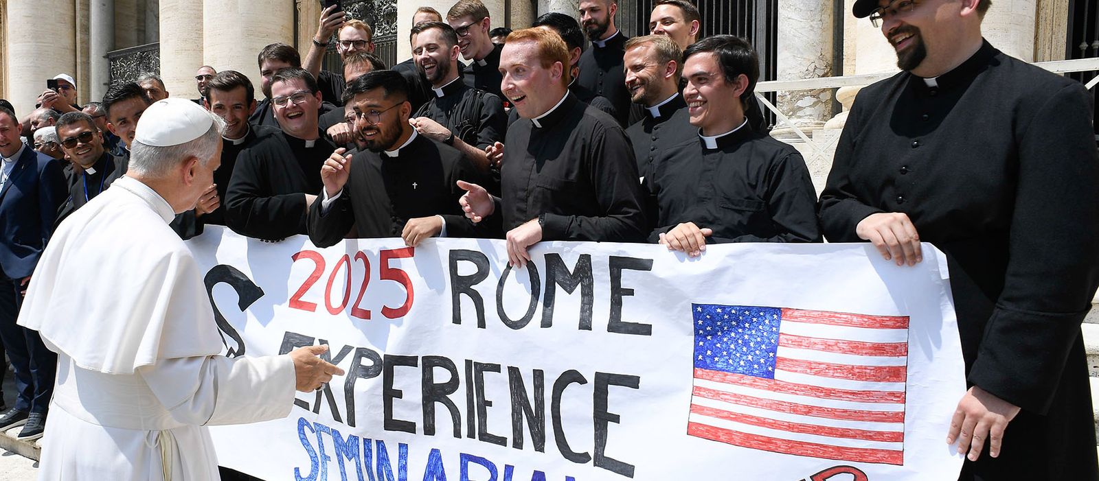 León XIV, con seminaristas estadounidenses