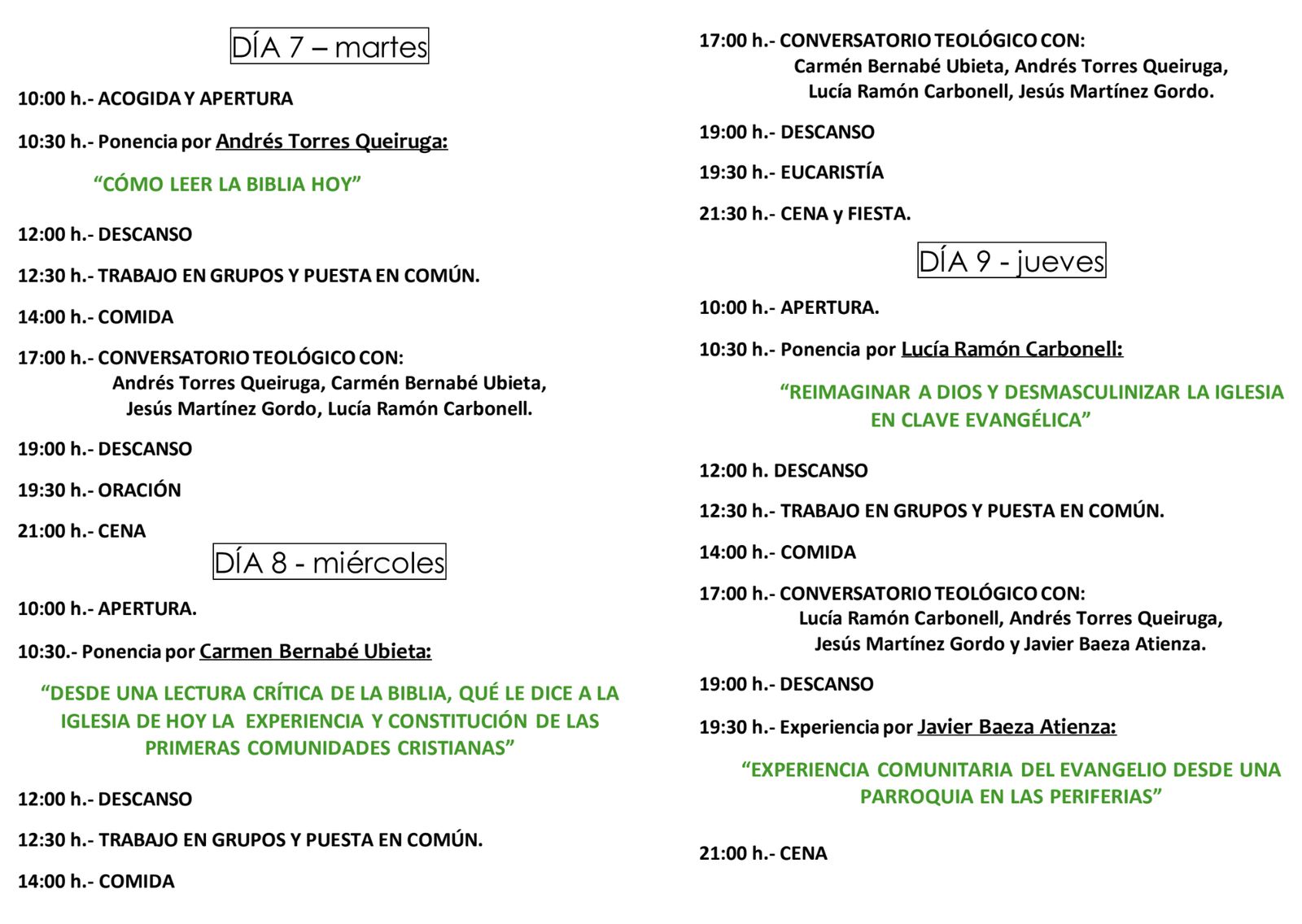 Programa de las conversaciones de Montesclaros