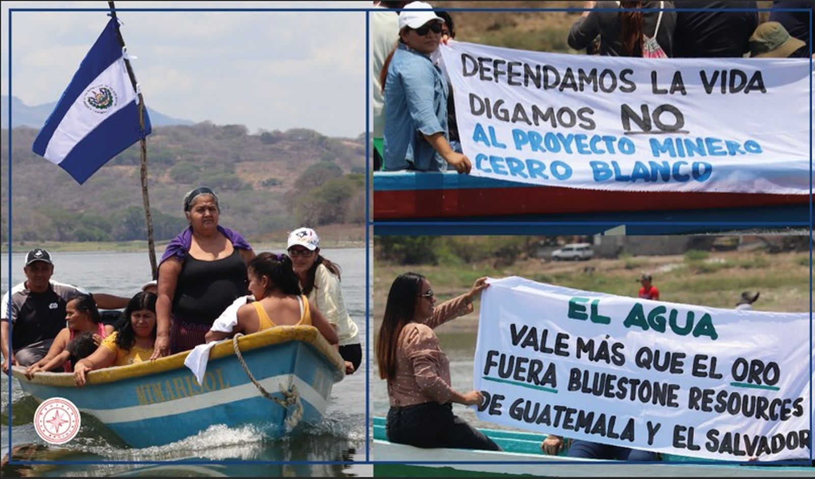Travesía del Lago Güija, comunidades de El Salvador y Guatemala en protesta