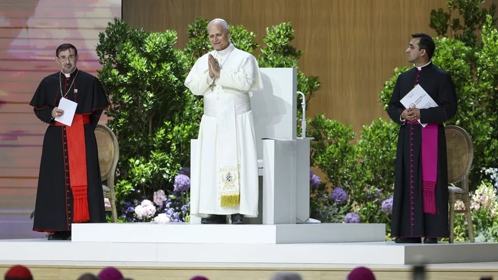 El papa León XIV, este domingo en el Movistar Arena de Madrid