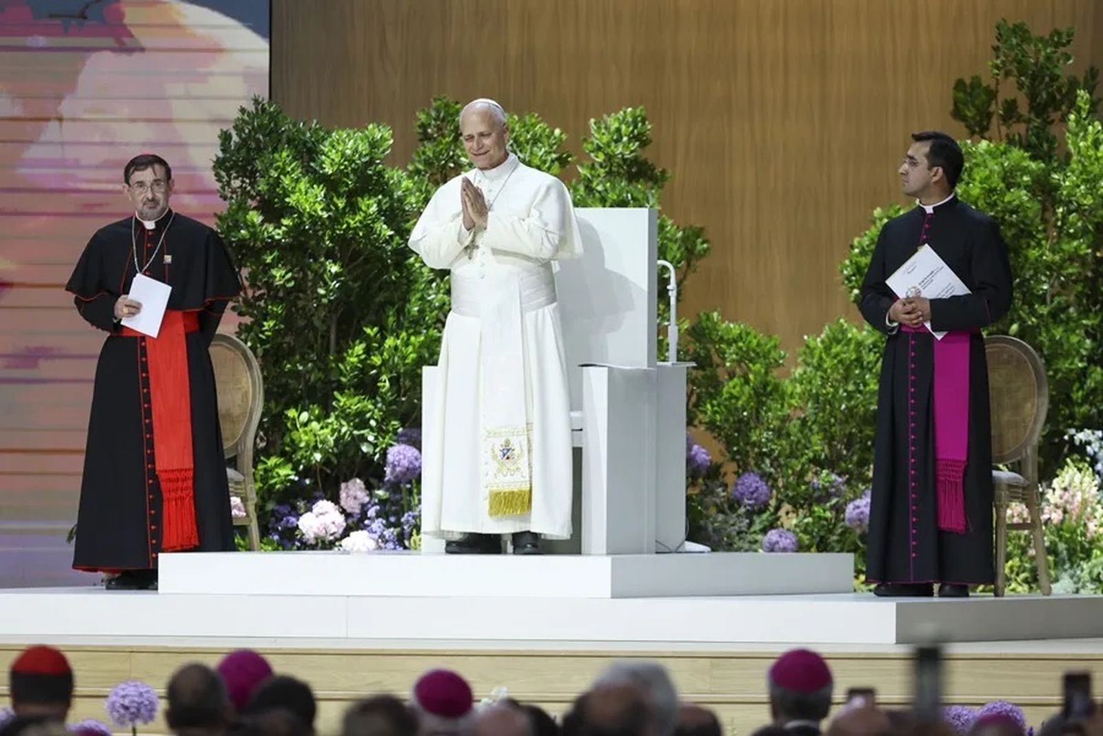 El papa León XIV, este domingo en el Movistar Arena de Madrid