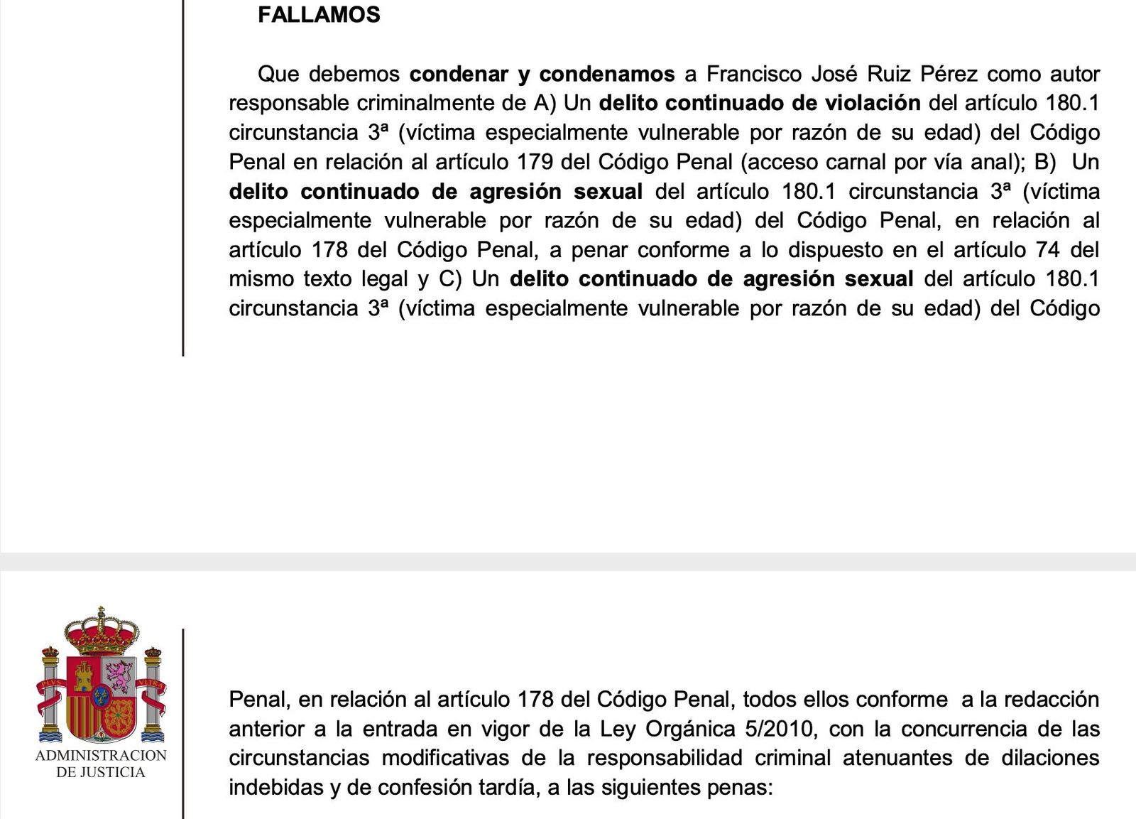 Sentencia condenatoria del sacristán de Cieza