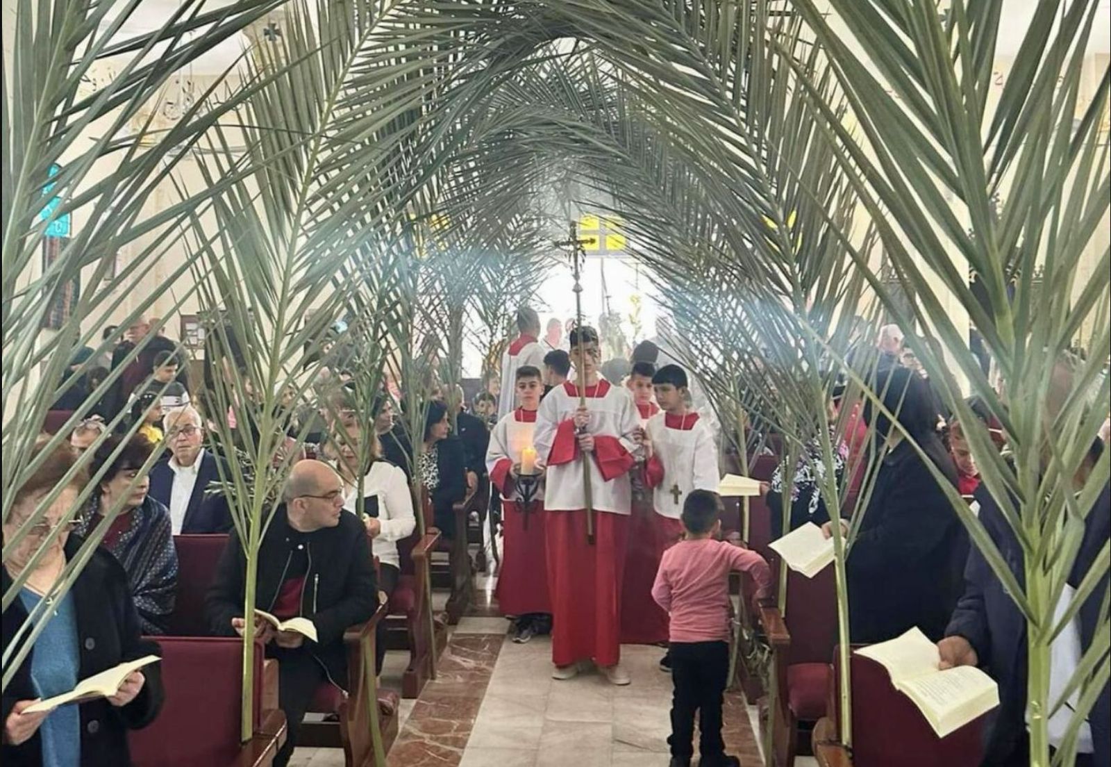 Domingo de Ramos en la parroquia de la Sagrada Familia de Gaza
