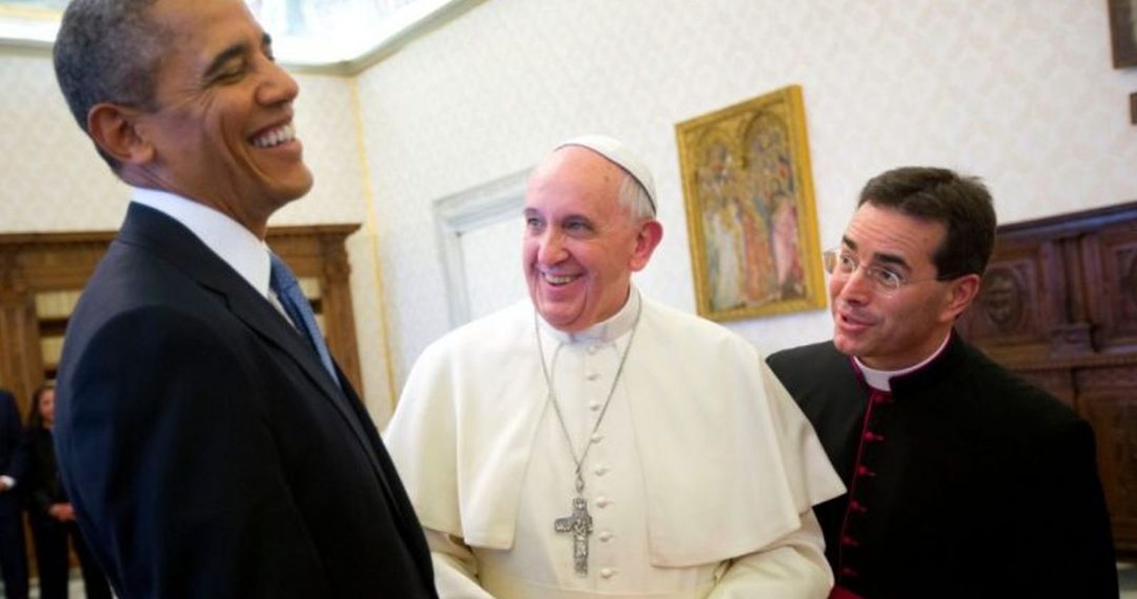 Francisco, Obama y monseñor Mark Gerard Miles