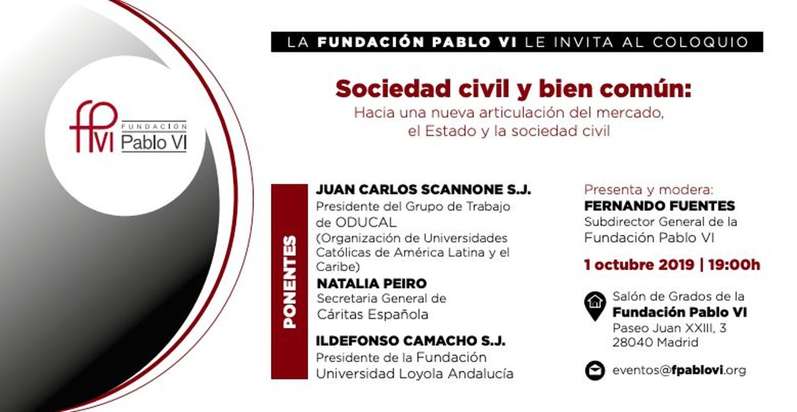 Invitación al acto en la Fundación Pablo VI