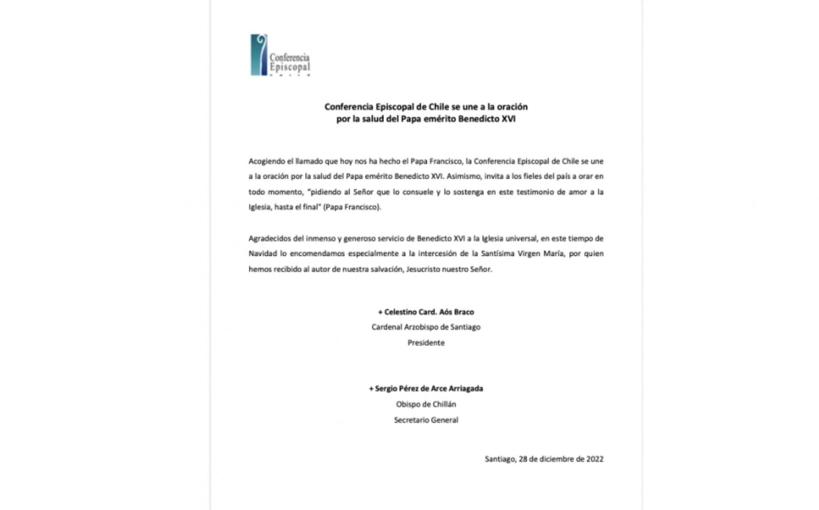 Mensaje de los obispos chilenos