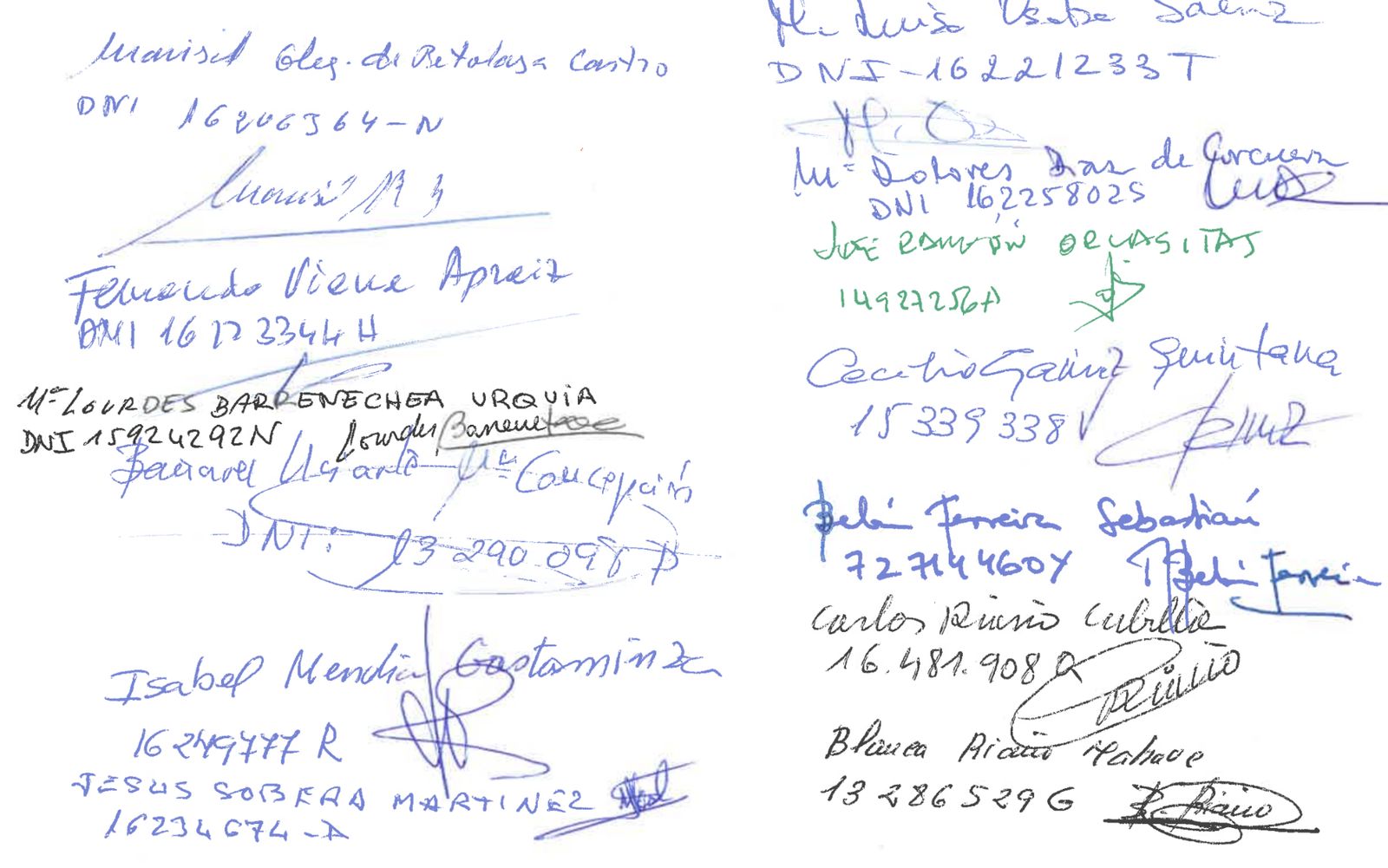 Algunas de las firmas