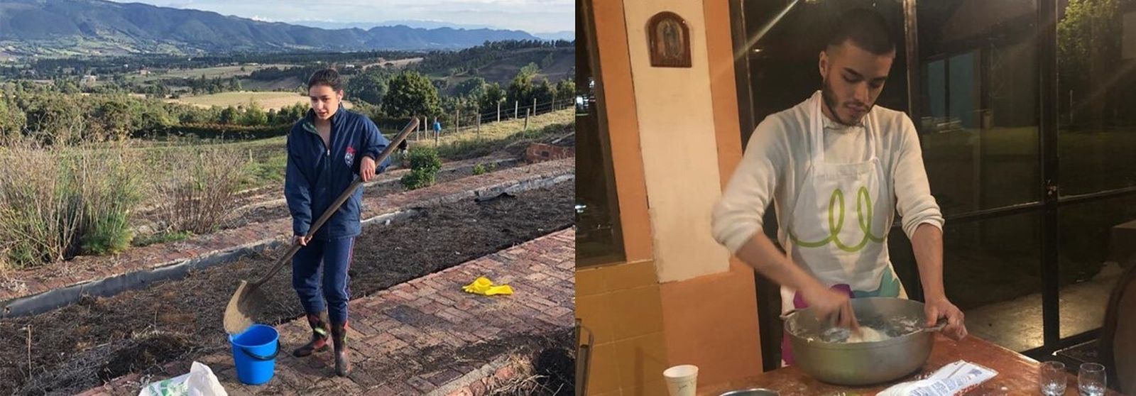 Isabella y Juan en tareas monacales